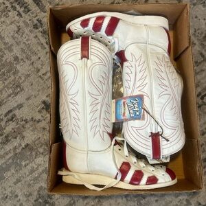 Tony Lama White and Red Cowboy Boots